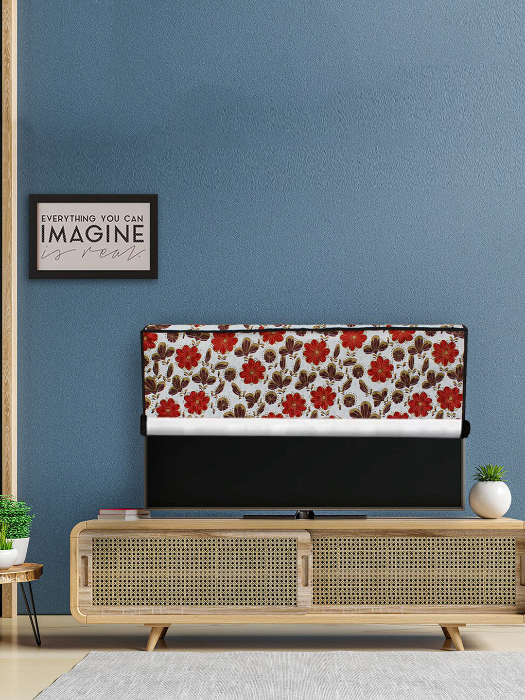 DREAM CARE White & Red Printed Waterproof Flap TV Protector- 43 Inch