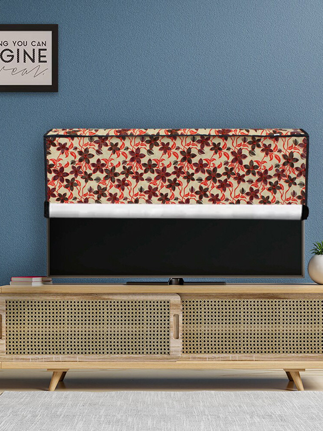DREAM CARE Maroon & Beige Printed Waterproof LED TV Cover 55 Inch