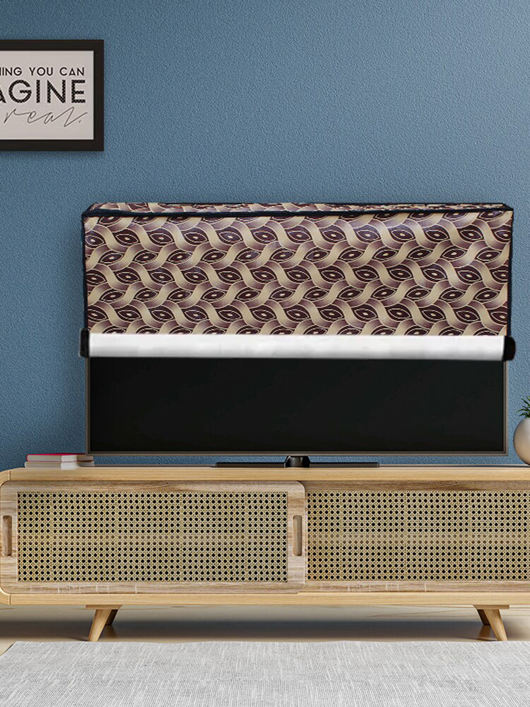 DREAM CARE Beige & Burgundy Printed Waterproof Flap TV Protector- 43 Inch