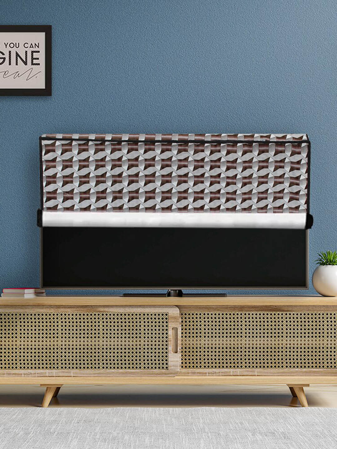 DREAM CARE Grey & Brown Printed Waterproof Flap TV Protector- 65 Inch