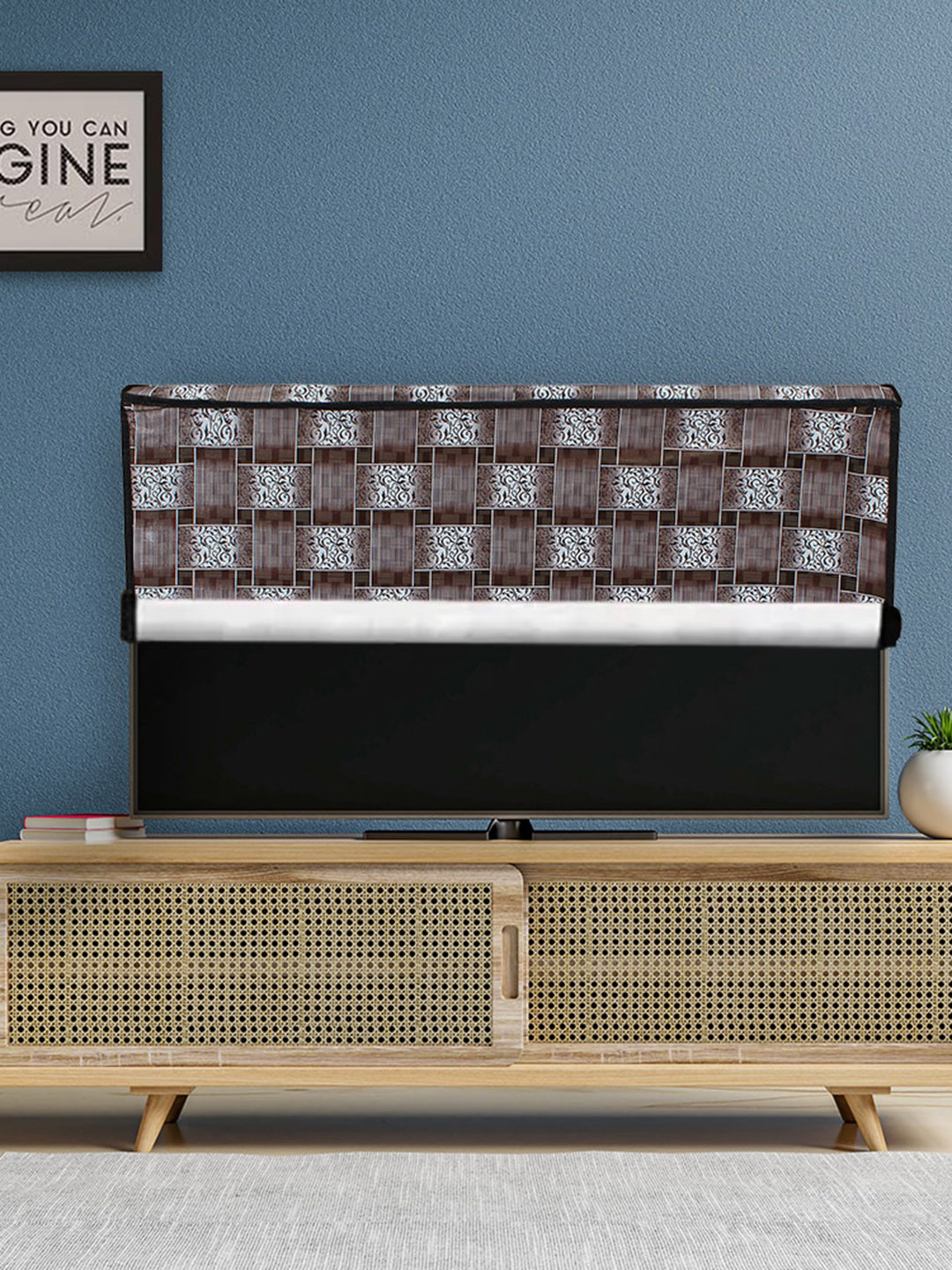 DREAM CARE Brown & White Transparent & Printed Waterproof  LED TV Protector  - 65 Inch