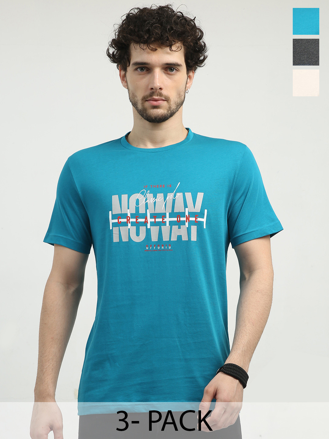 Classic Polo Pack Of 3 Typography Printed Slim Fit Cotton T-shirt