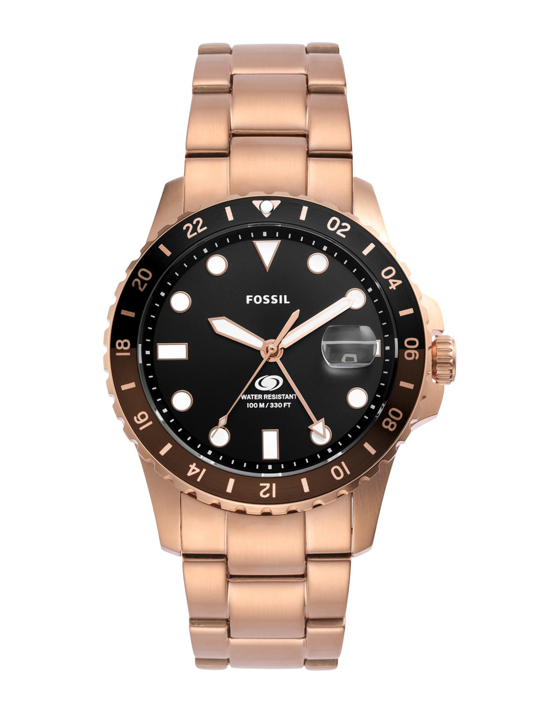 Fossil Men Toned Stainless Steel Bracelet Style Straps Analogue Watch FS6027