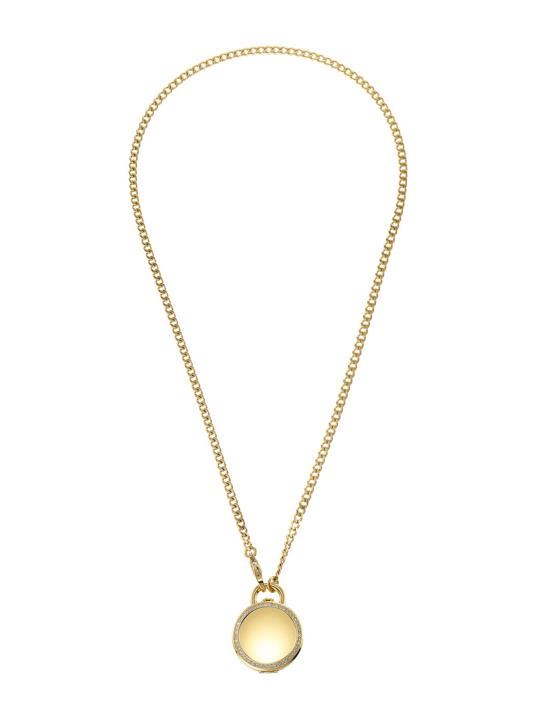 Fossil Women Embellished Stainless Steel Digital Pendant Watch ES5318