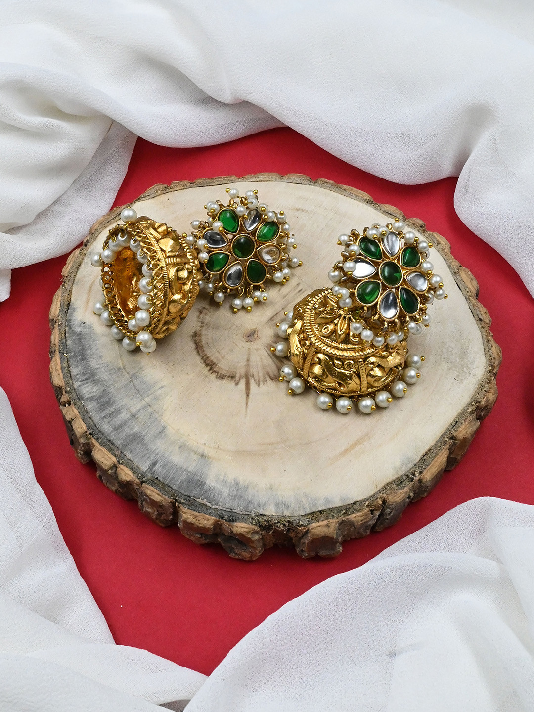 StileAdda Gold-Plated Dome Shaped Jhumkas
