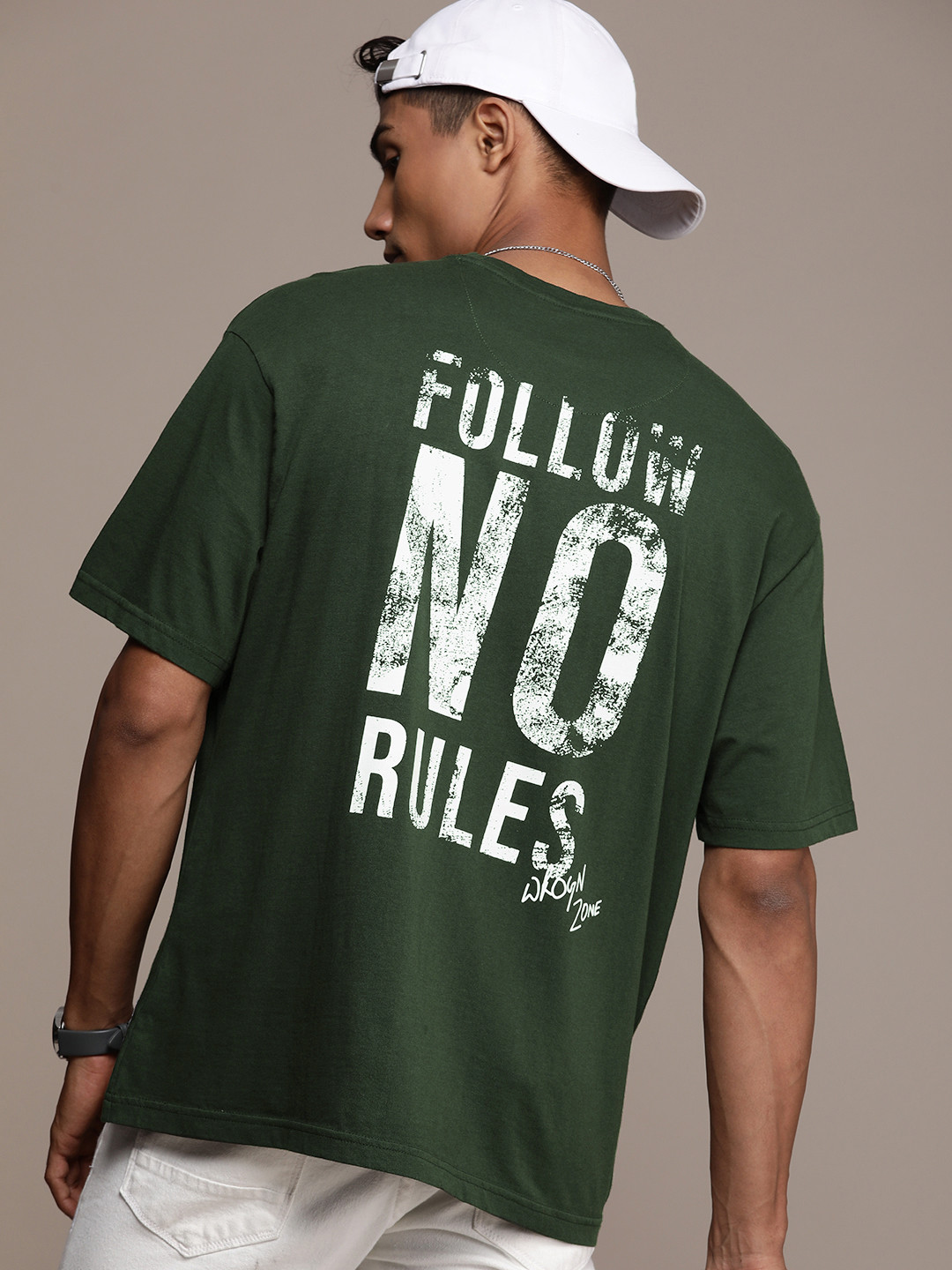 WROGN Typography Printed  Cotton Boxy Fit T-shirt