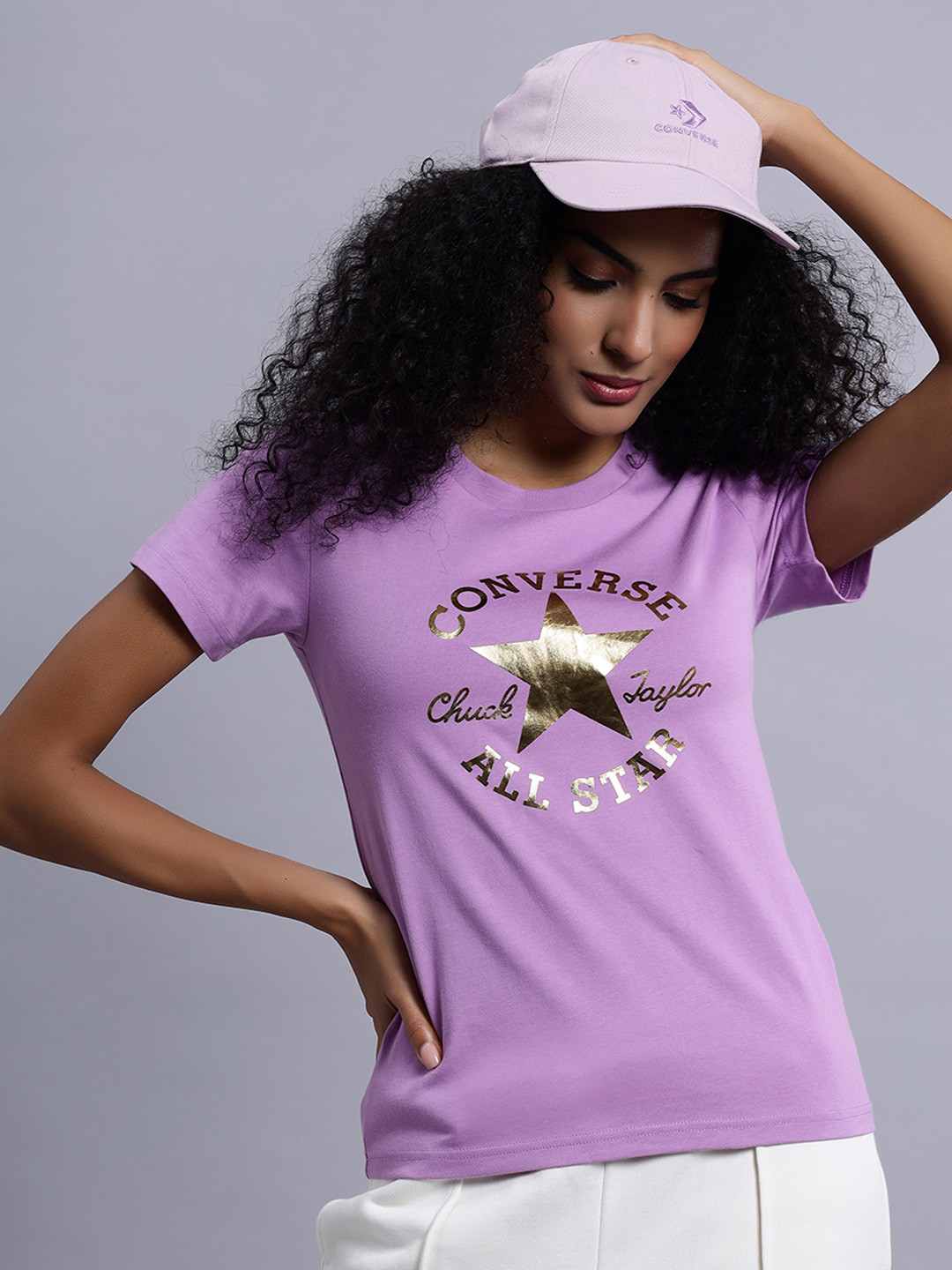 Converse Women Metallic Chuck Taylor Patch Classic Fit T-Shirt