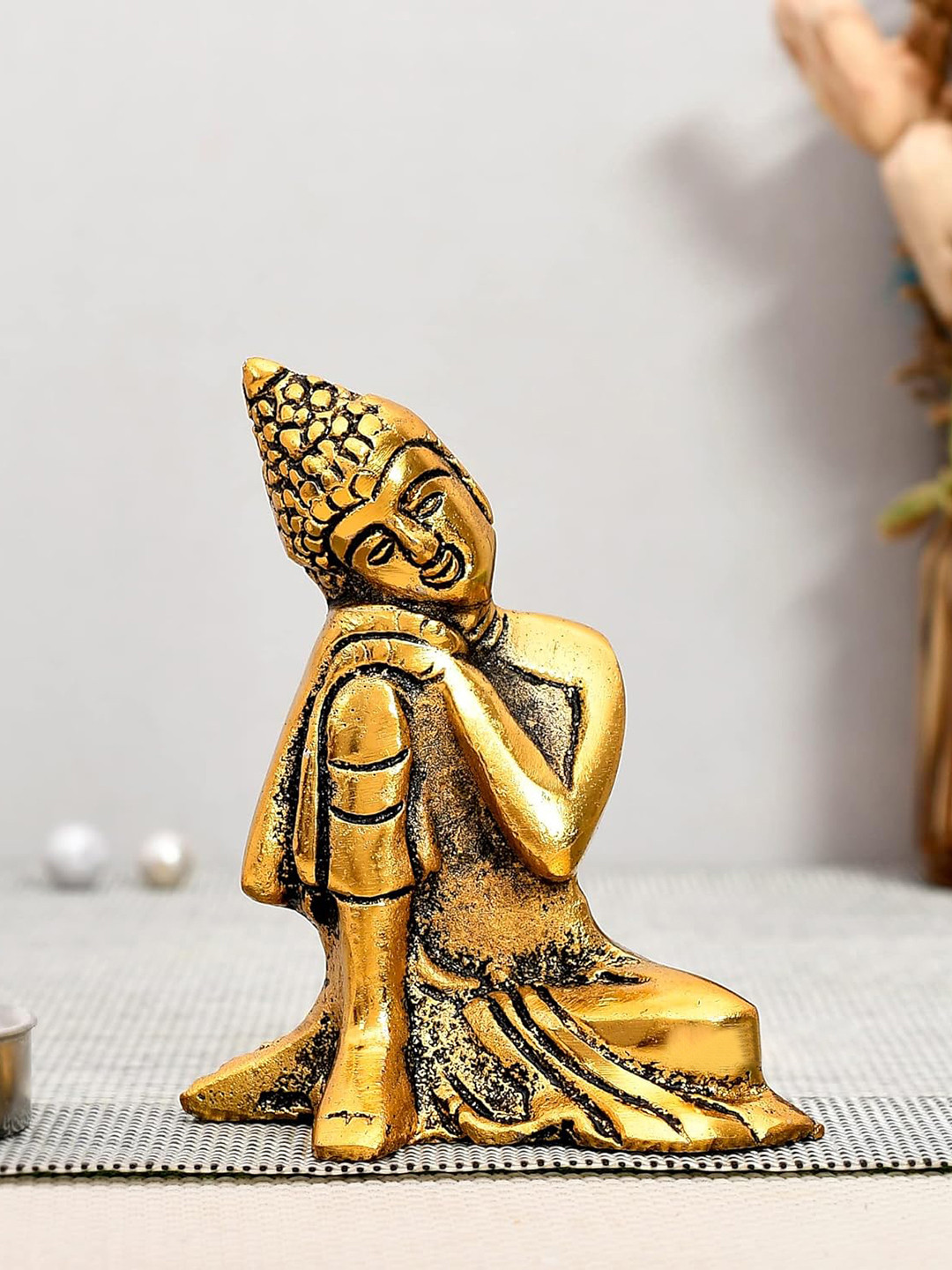Ascension Gautam Buddha Gold Metal Metallic Prayer Room Small Showpiece - 2 Inches