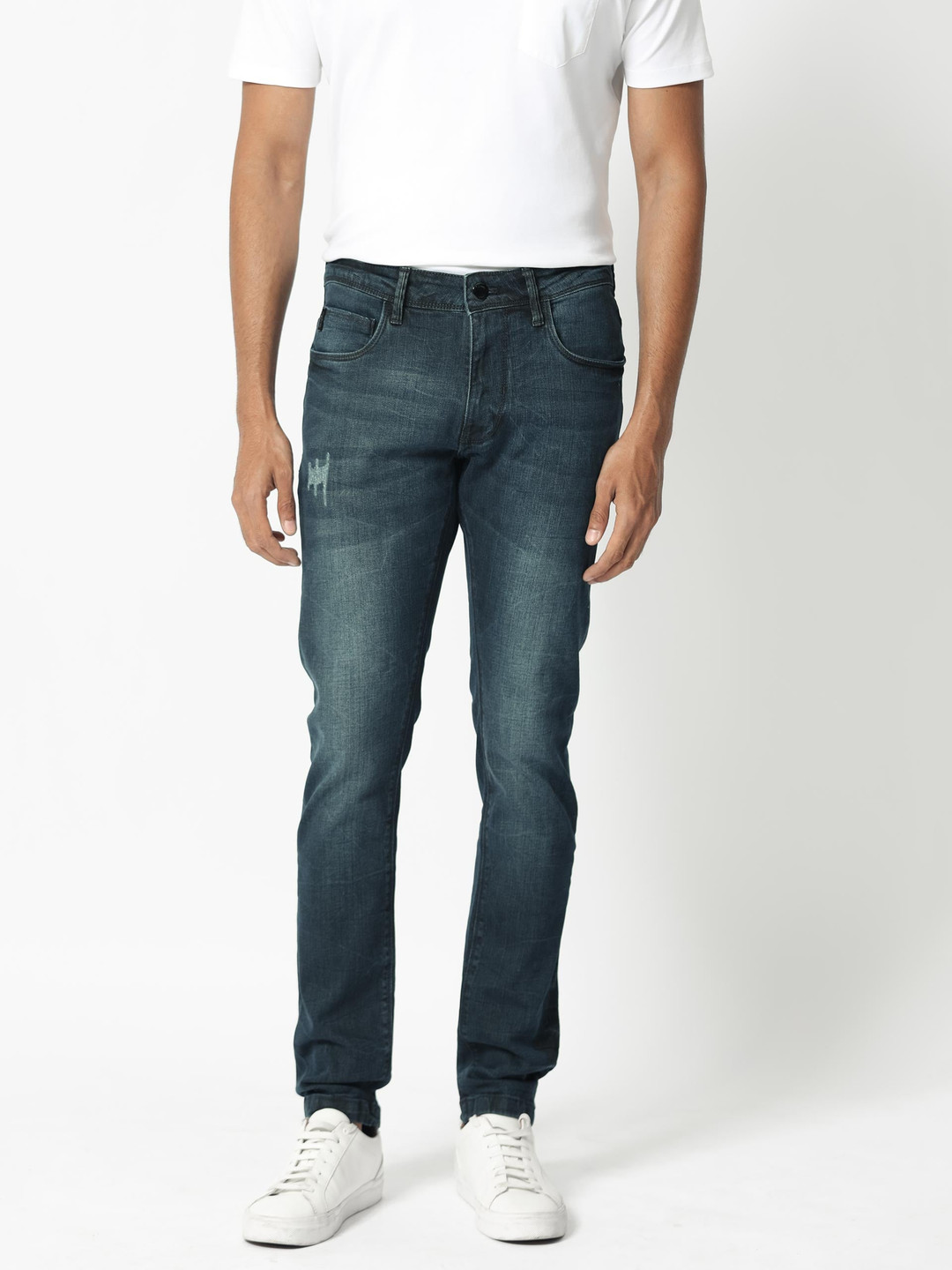 RARE RABBIT Men Laiden Slim Fit Mid-Rise Distress Stretchable Jeans