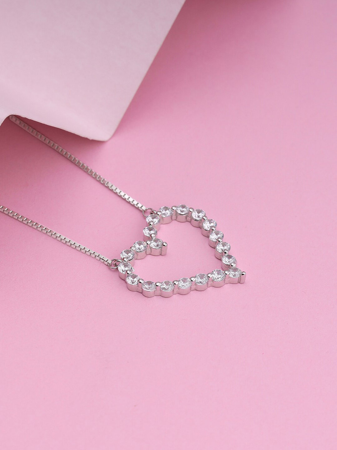GIVA Silver Rhodium-Plated Cubic Zirconia Sterling Silver Chains