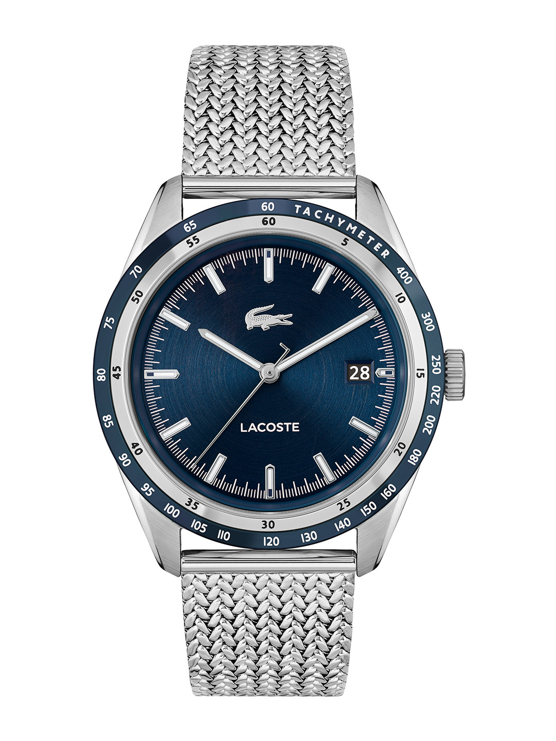 Lacoste Men Everett Stainless Steel Textured Analogue Tachymeter Watch 2011294