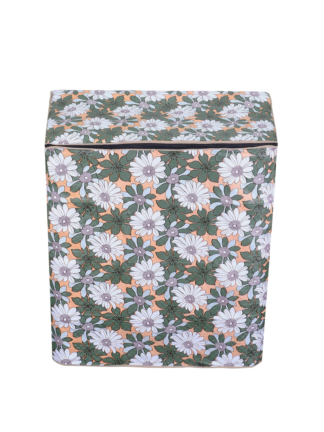 Dakshya Industries Green & White Floral Printed Washing Machine Cover