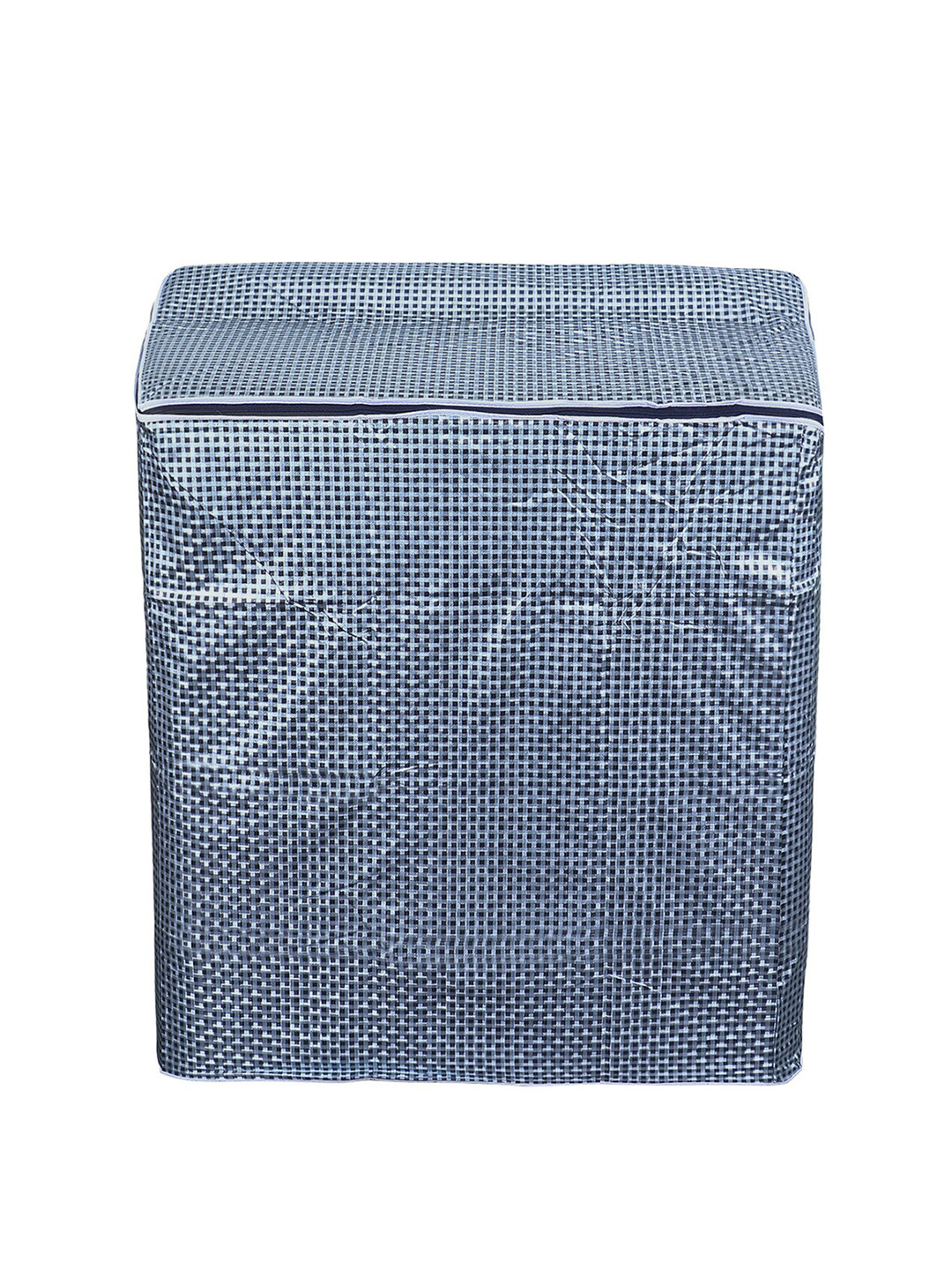 Dakshya Industries Grey & Black Checked Waterproof Refrigerator Cover