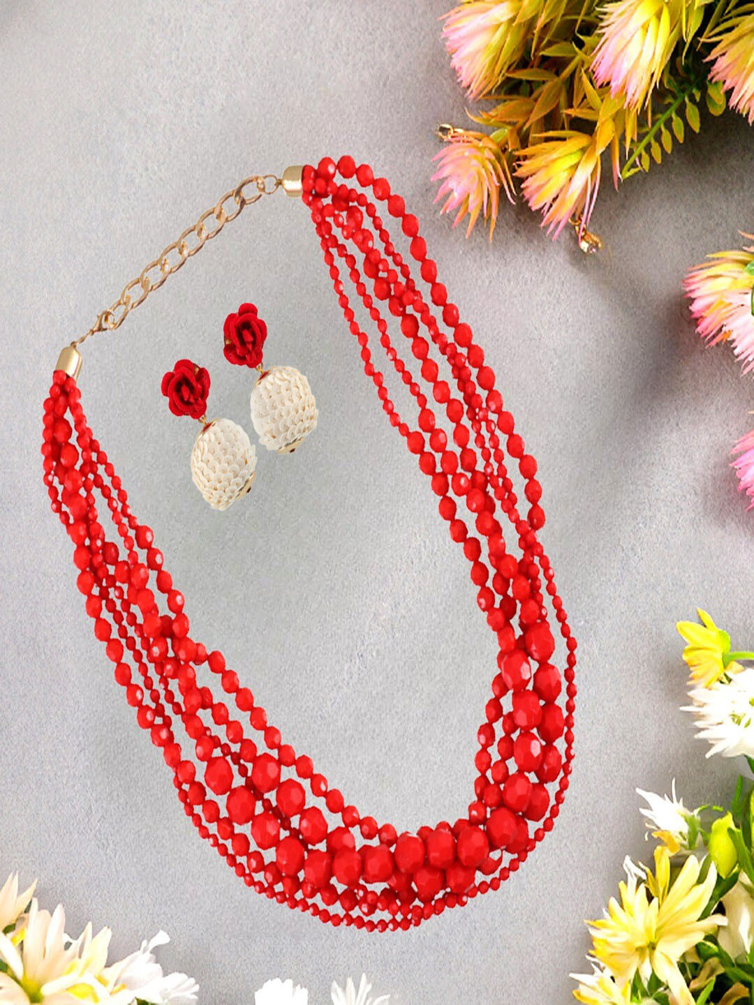 UNIVERSITY TRENDZ Gold-Plated Pearl Beaded Jewellery Set