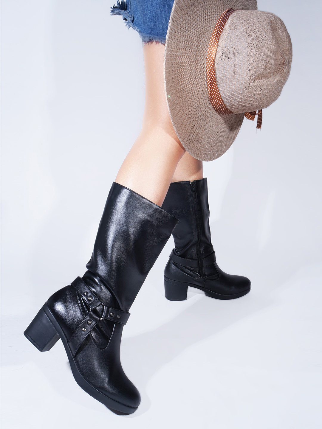 SHUZ TOUCH Women Heeled High-Top Chunky Boots