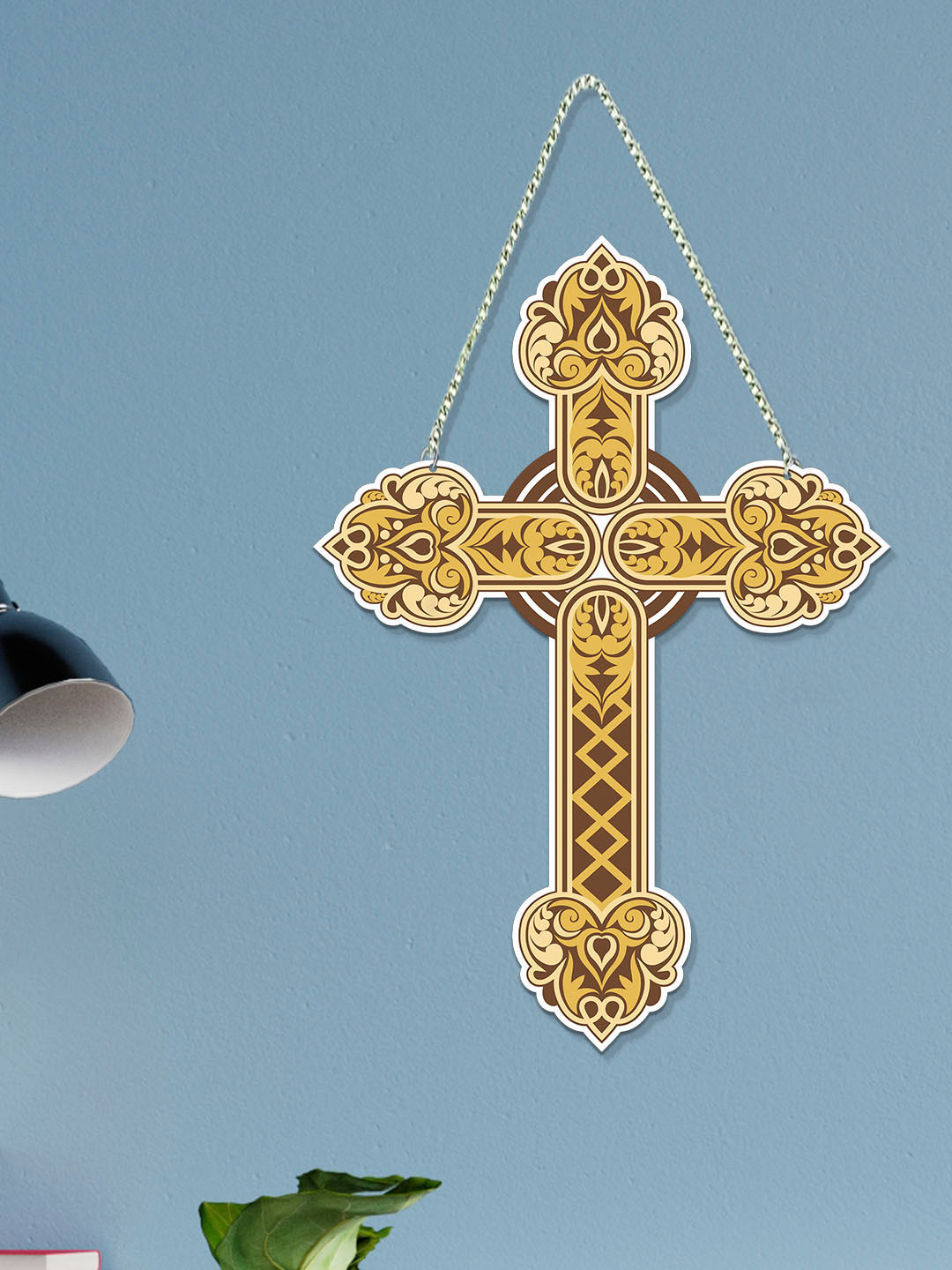 ArtVibes Holy Cross Wooden Wall Hanging Ethnic Motifs Matte Hall Spiritual Wall Decor-10In