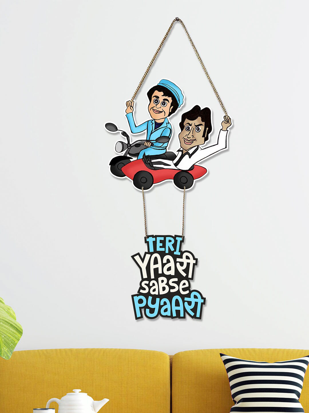 ArtVibes Jai Veeru Printed Wood Matte Hanging Hall Wall Hangings-33In