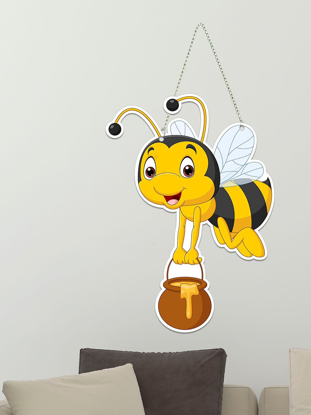 ArtVibes Honey Bee Wood Glossy Hanging Hall Wall Hangings-10In