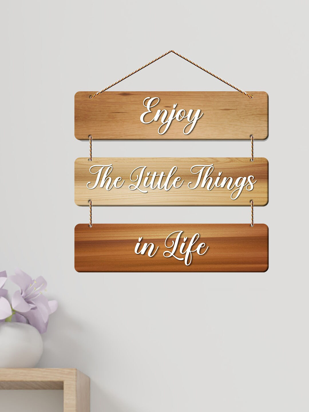ArtVibes Enjoy Little Things Quotes Wood Matte Hanging Hall Wall Hangings-14In