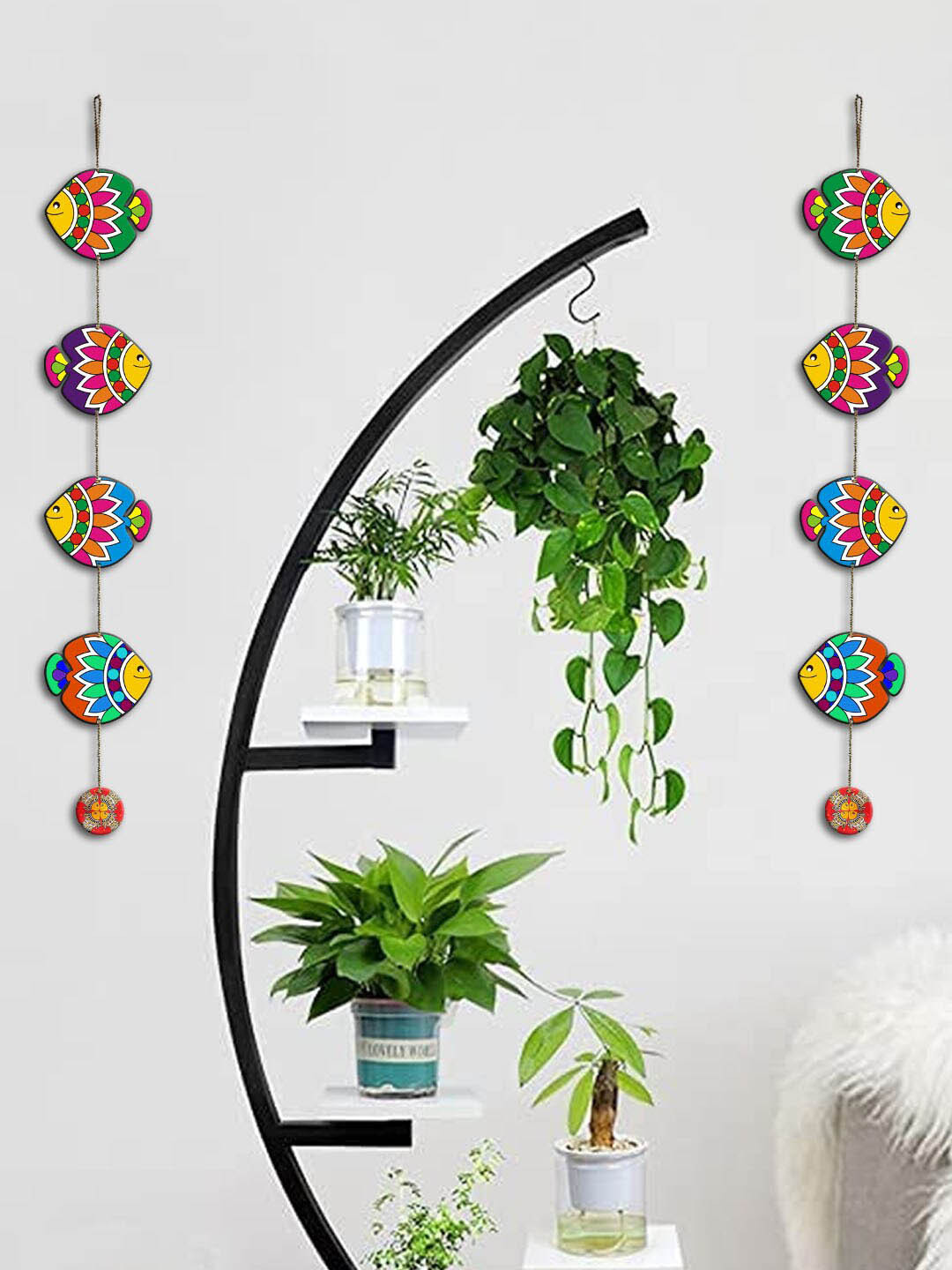 ArtVibes ation Wood Ethnic Motifs Glossy Hanging Hall 2Pcs Wall Hangings-33In