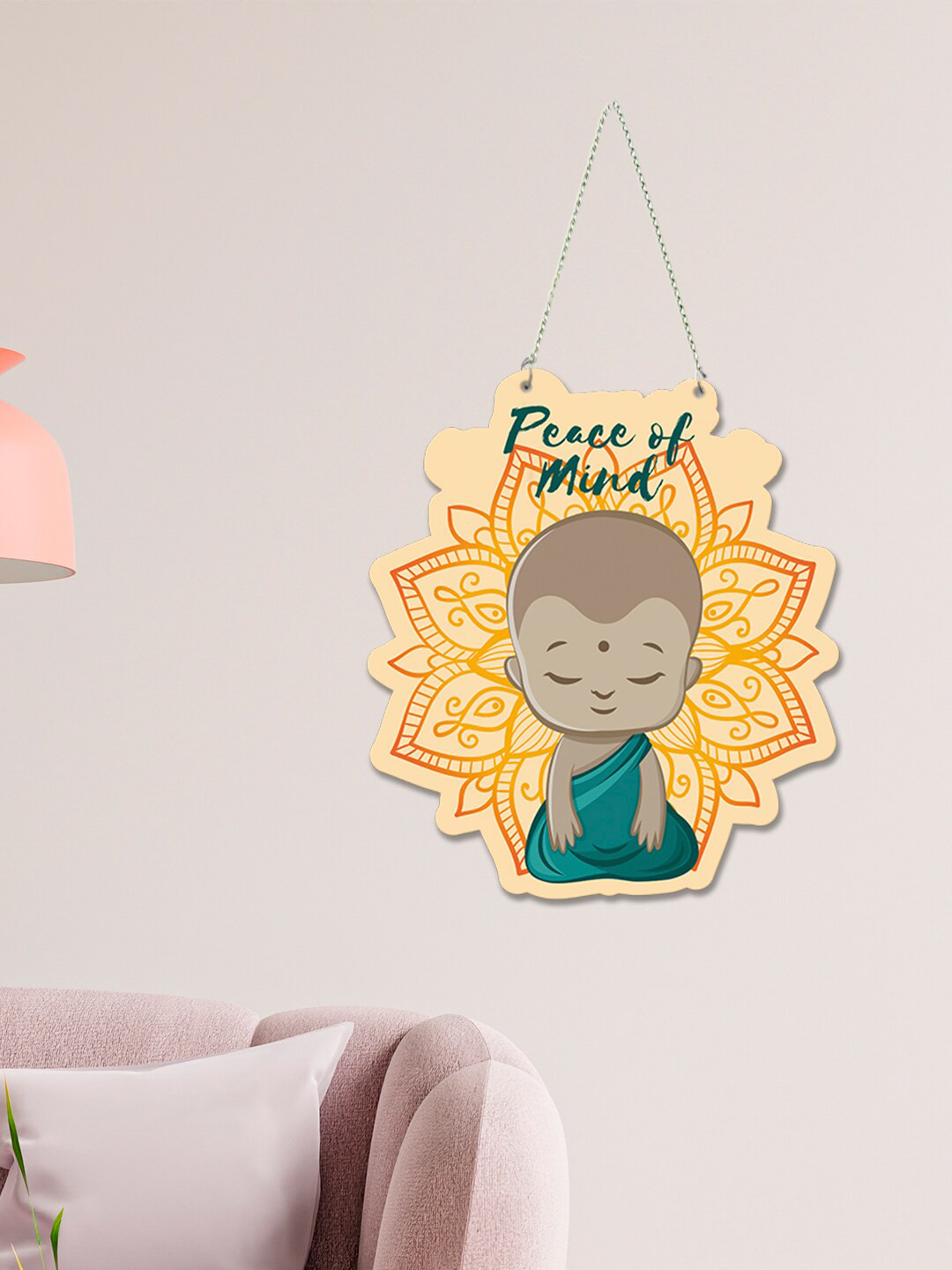 ArtVibes Peace of Mind Wood Ethnic Motifs Matte Hanging Hall Spiritual Wall Decor-9.4In