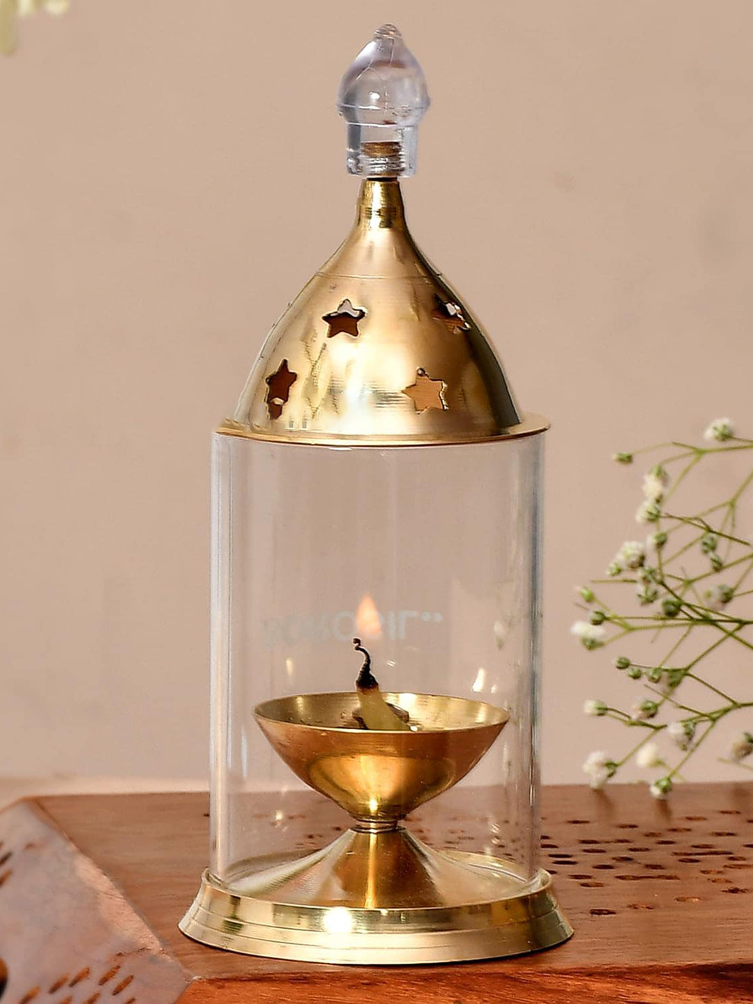 Ascension Gold Toned Metal Akhand Diya For Puja