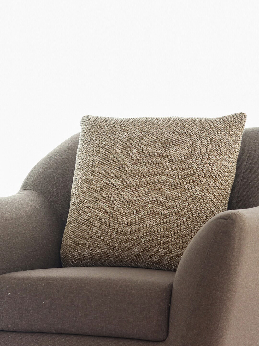 Pluchi Moss Knitted Self Design Cotton Textured Square Cushion Covers - 12 x 12 In