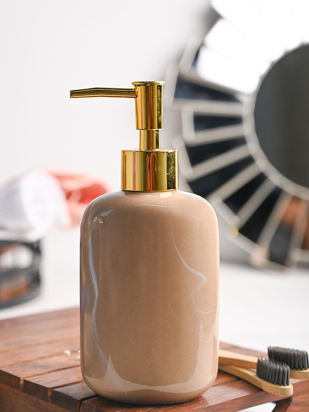 MARKET99 Beige Marble Pattern Soap Dispenser 300 ml