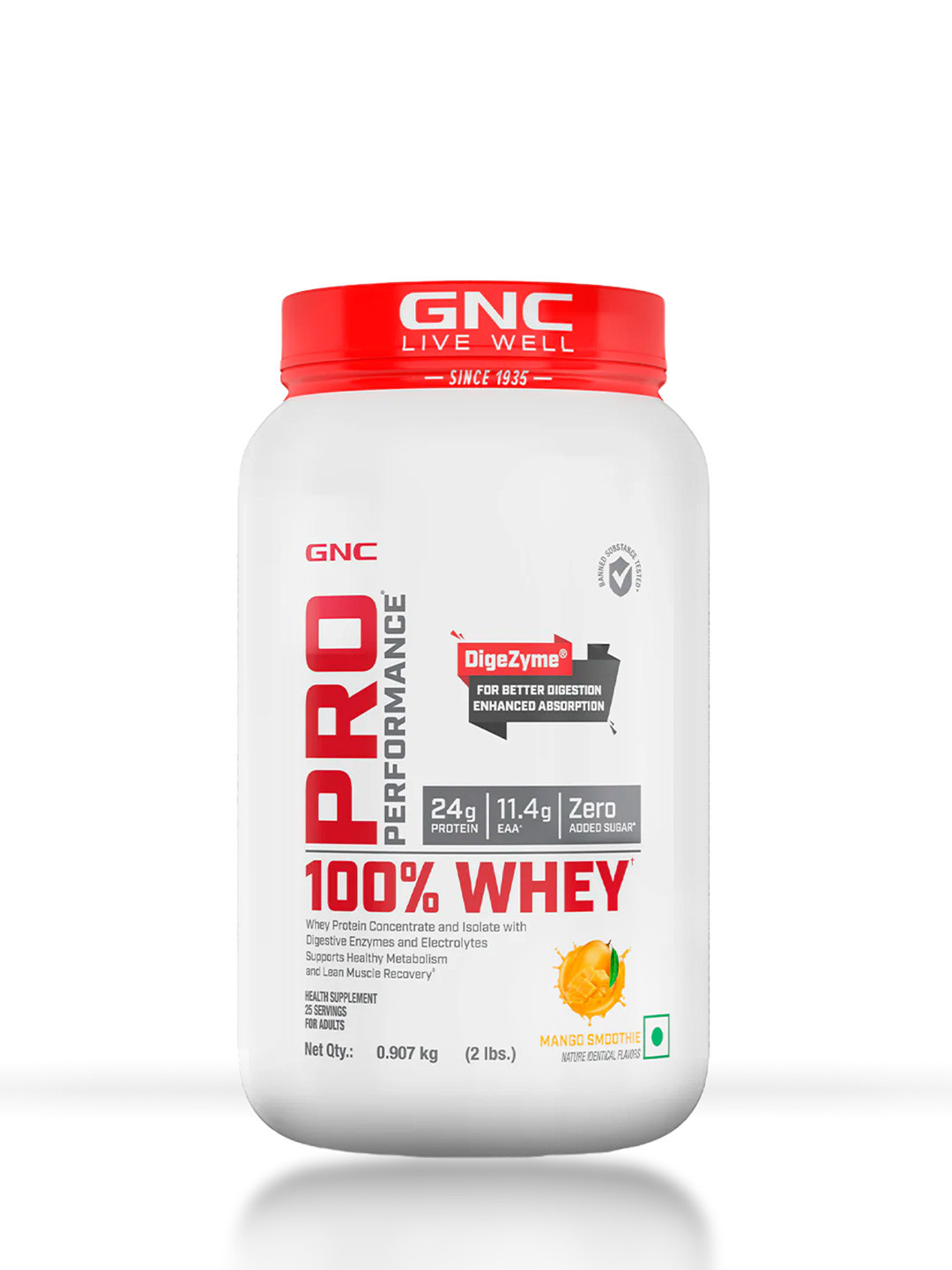 GNC Pro Performance 100% Whey Protein Powder - Mango Smoothie - 0.907 kg