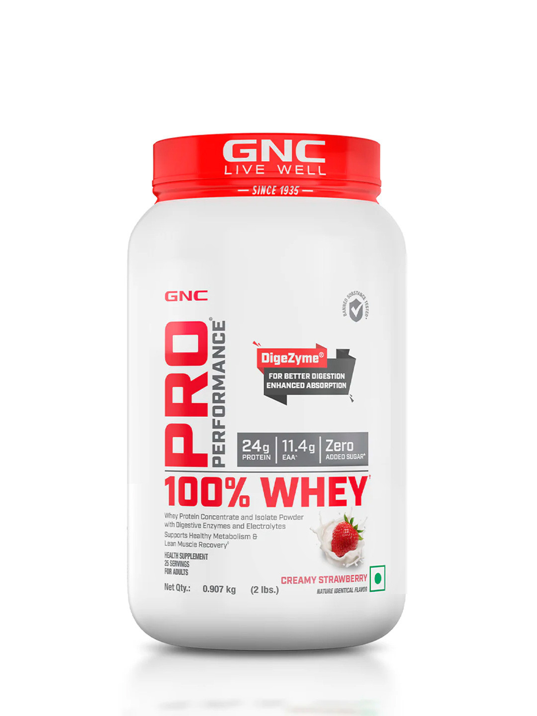 GNC Pro Performance 100% Whey Protein Powder - Creamy Strawberry - 0.907 kg