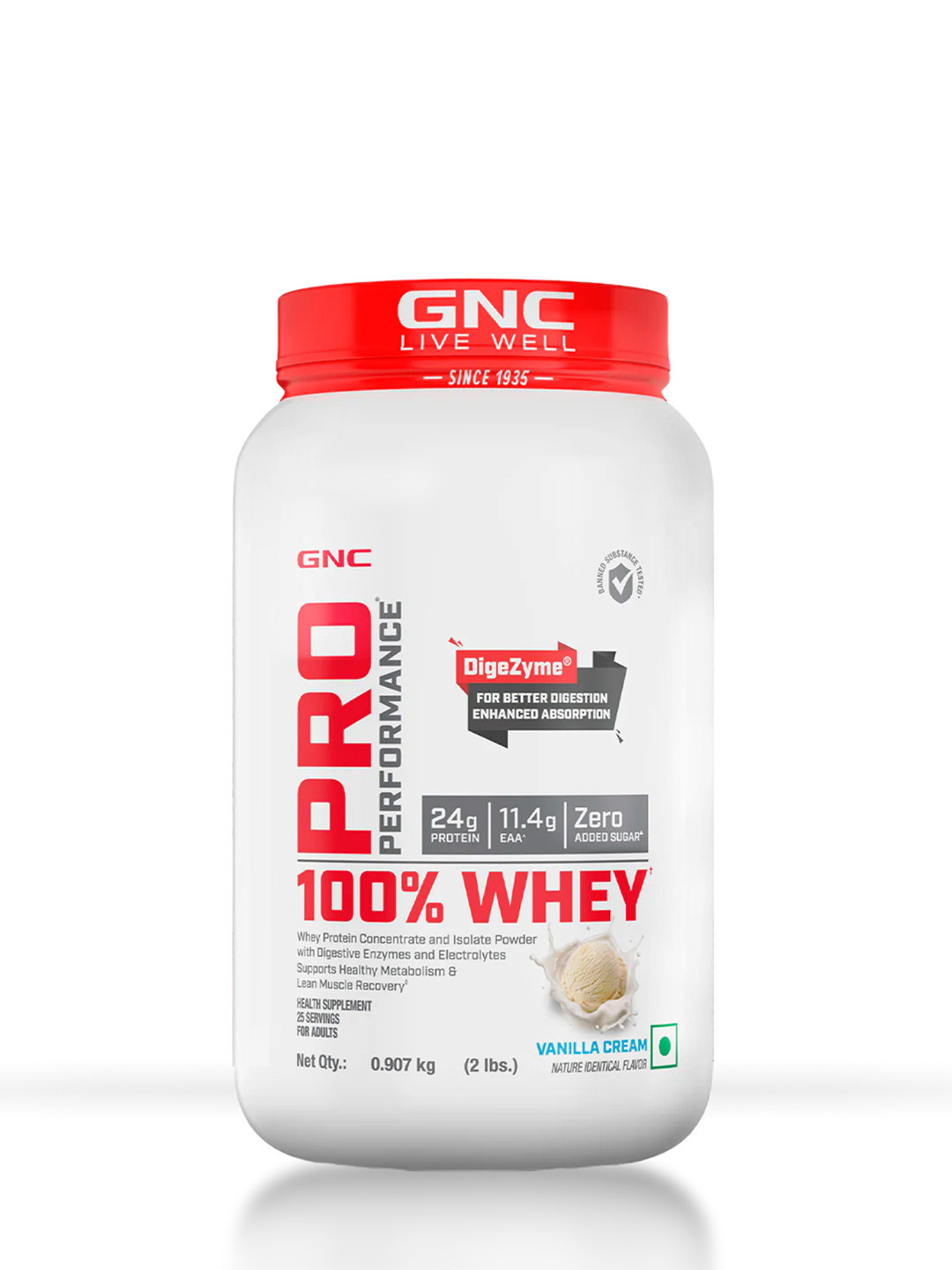 GNC Pro Performance 100% Whey Protein Powder - Vanilla Cream - 0.907 kg