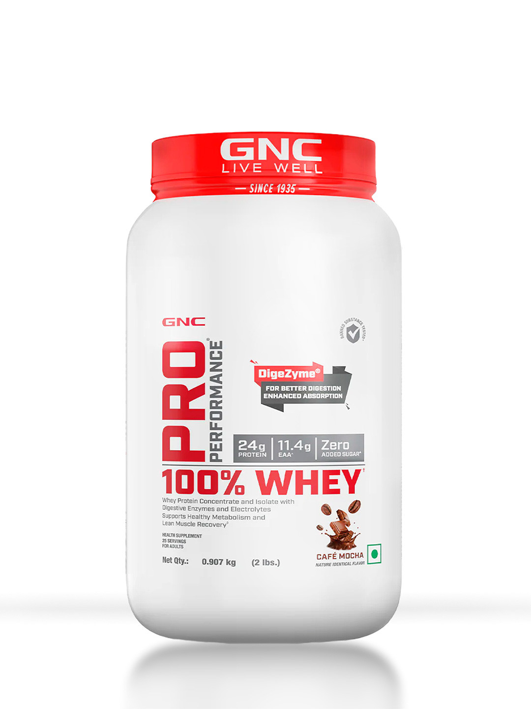 GNC Pro Performance 100% Whey Protein Powder - Cafe Mocha - 0.907 Kg