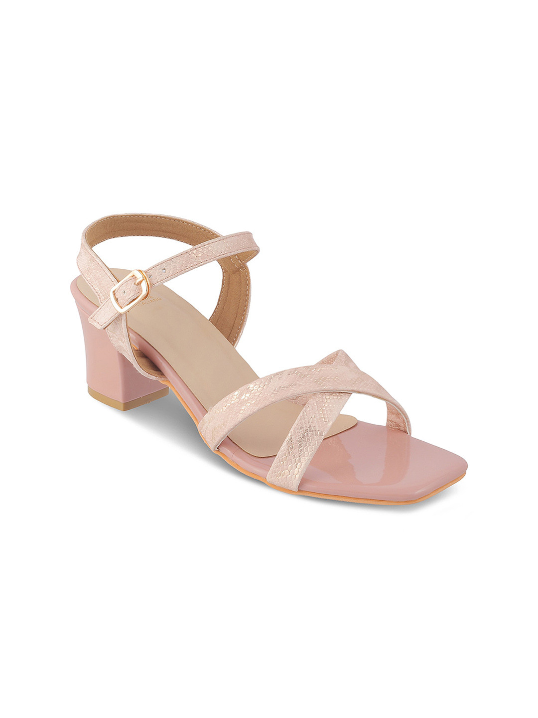 Tresmode Milano Textured Cross Strap Block Heels