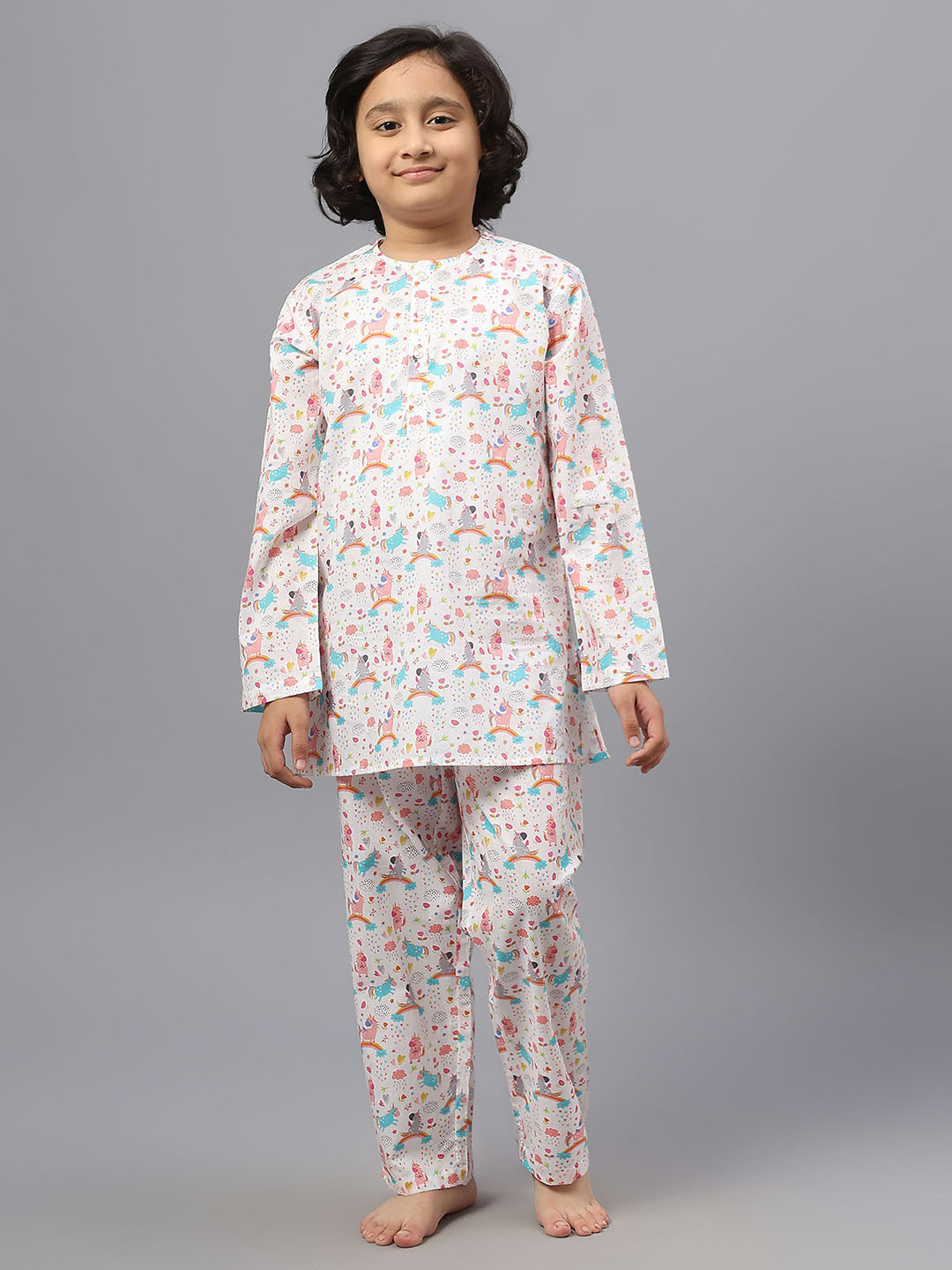 Kiddiekid Kids Unicorn Printed Pure Cotton Shirt & Trousers