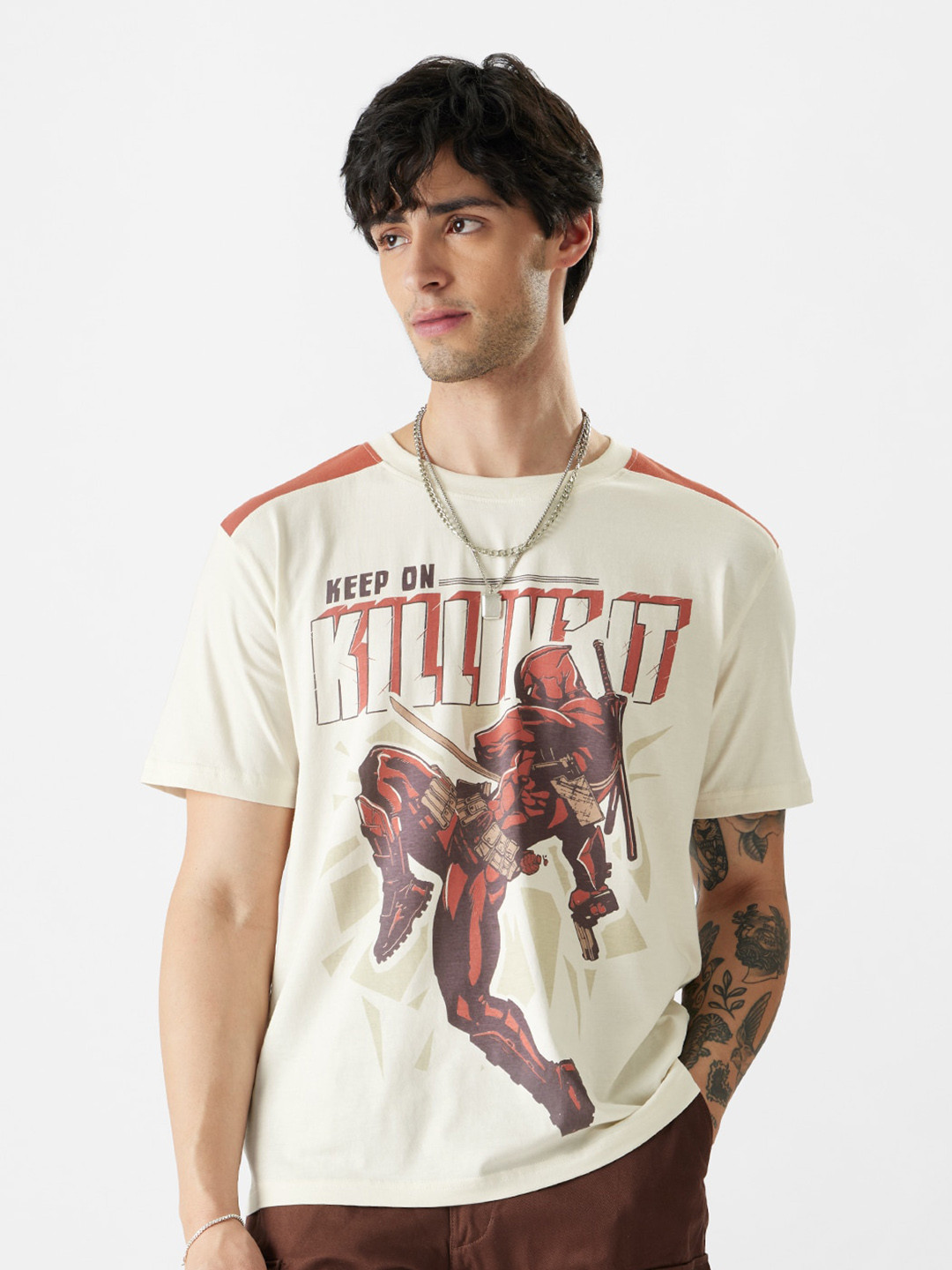 The Souled Store Deadpool Printed Pure Cotton T-shirt