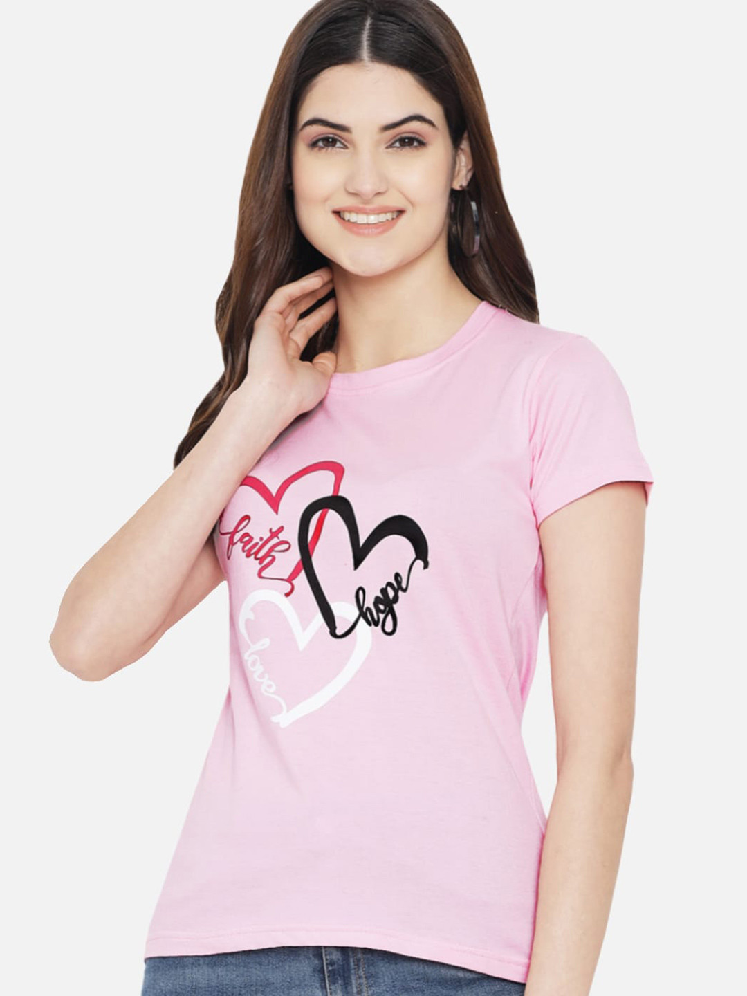 Fabflee Women Pure Cotton Typography Printed Soft Cotton Round Neck Regular T-Shirt