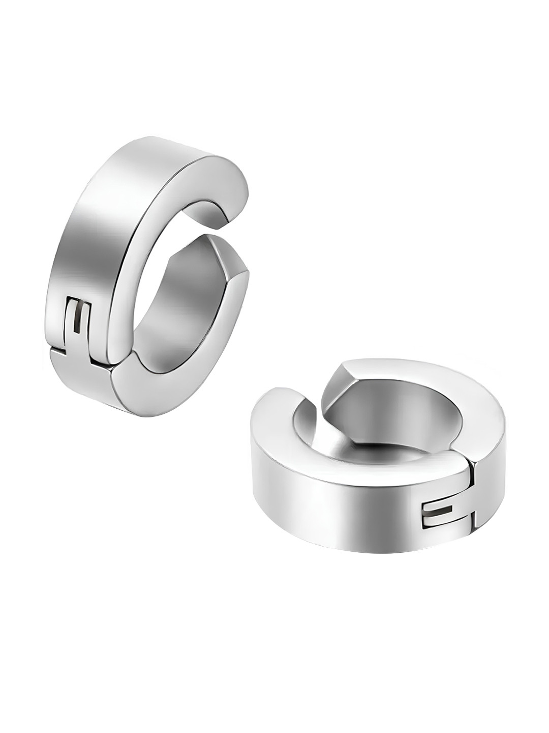 KARISHMA KREATIONS Silver-Plated Circular Pressing Hoop Earrings