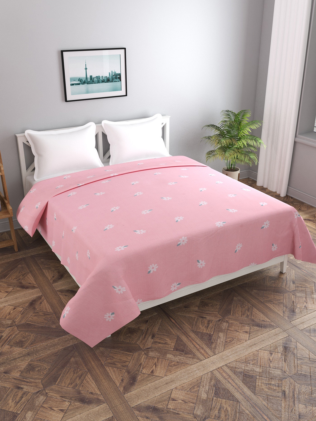 MORADO Pink Floral Printed Double Queen Duvet Cover