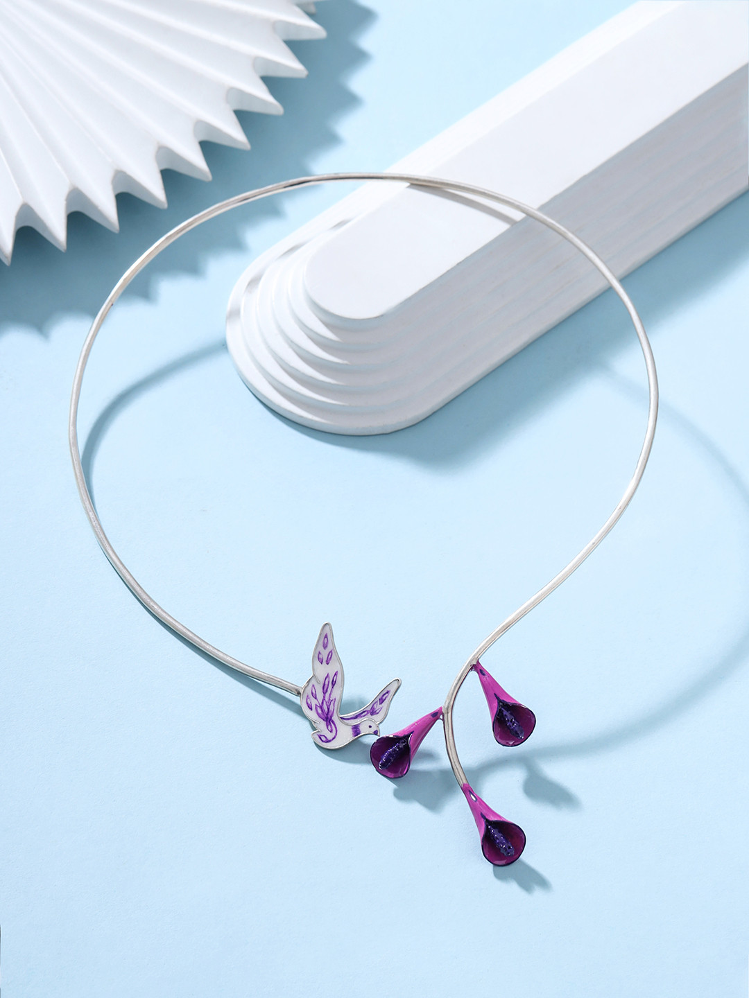 Kicky And Perky Sterling Silver Enamelled Necklace