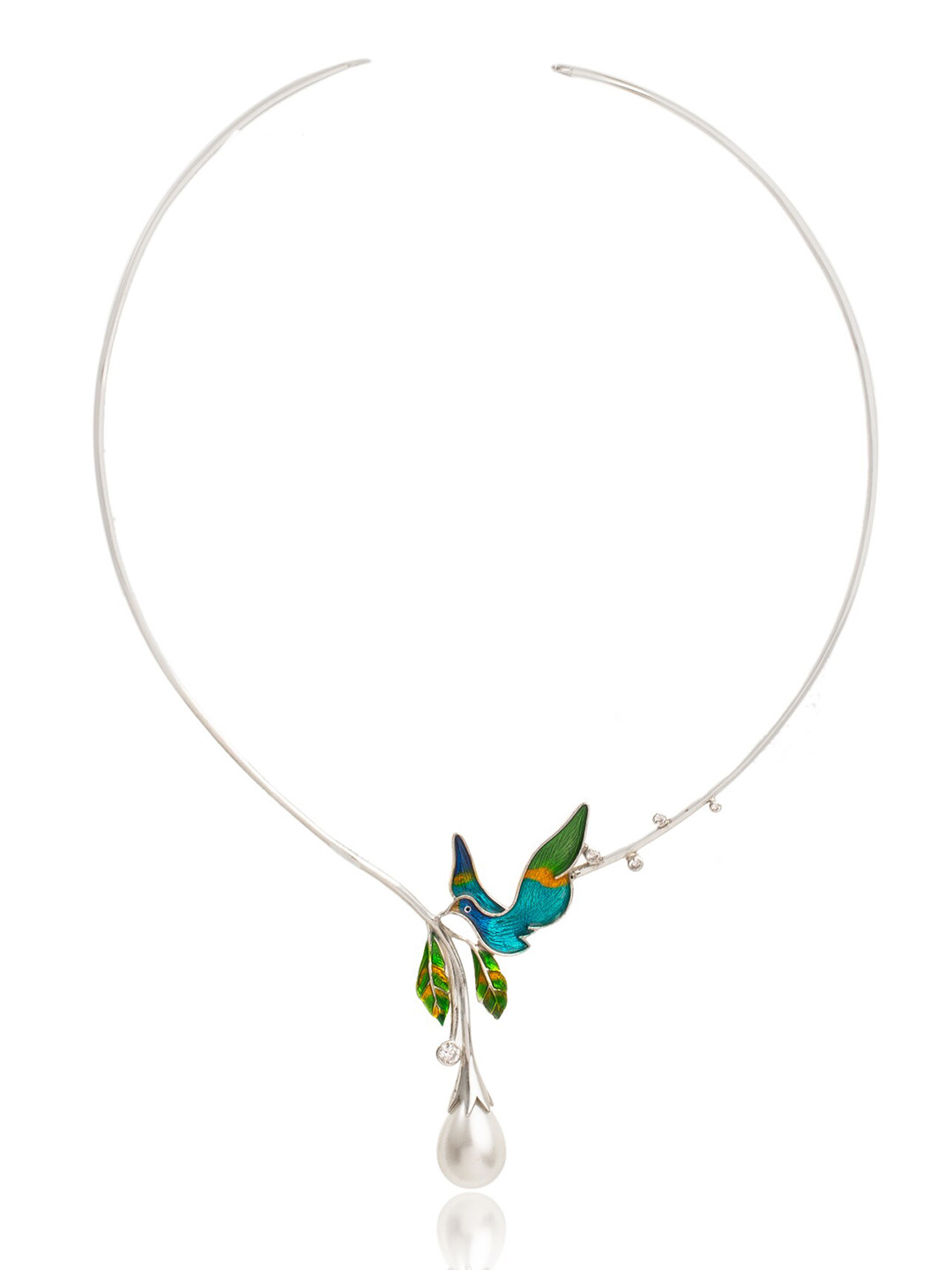 Kicky And Perky Sterling Silver Enamelled Necklace