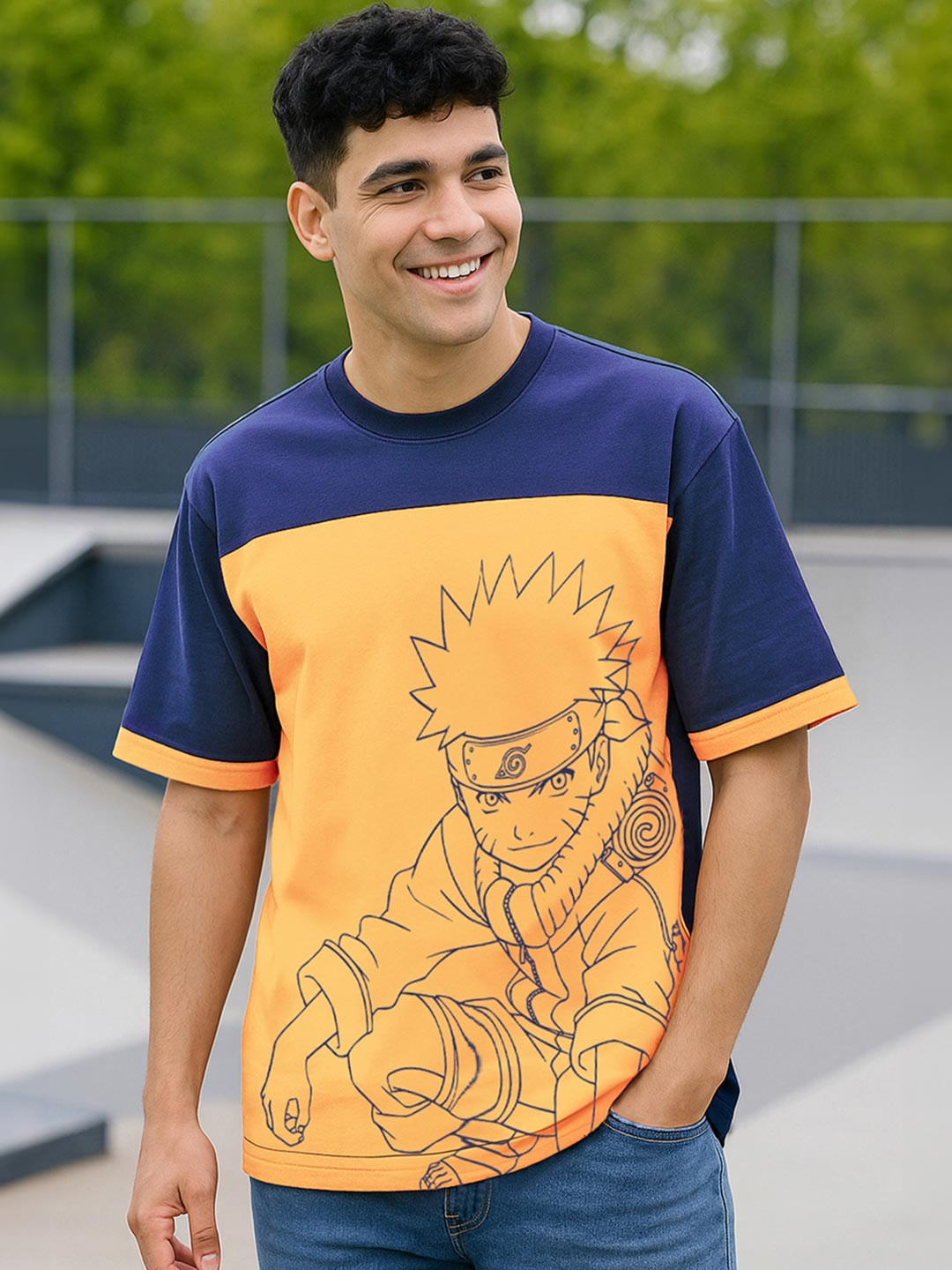 Bewakoof Official Naruto Merchandise Ninja Way Graphic Printed Oversized T-shirt