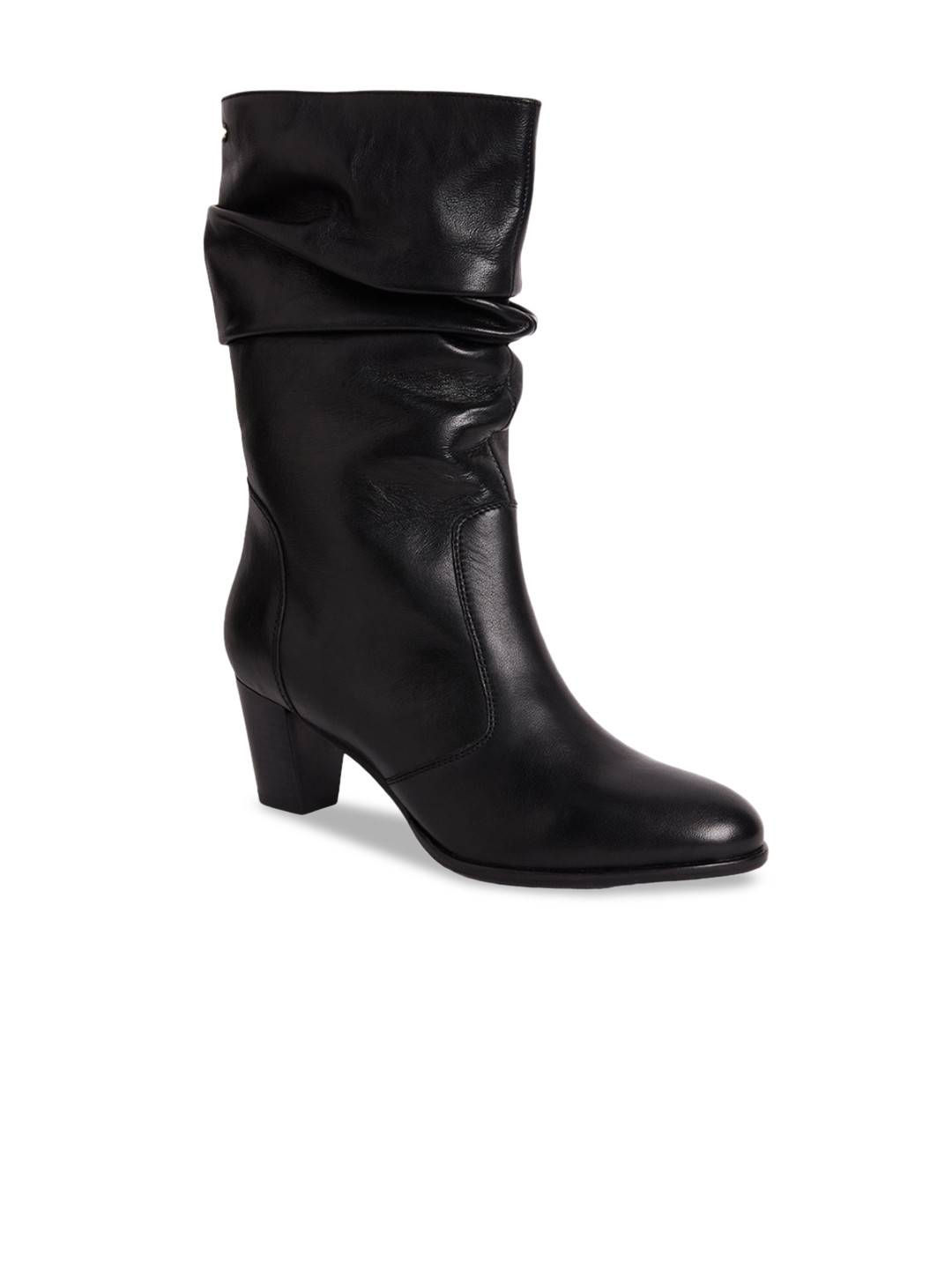 Peach Flores Women Paige Block Heeled Leather High-Top Slouchy Boots