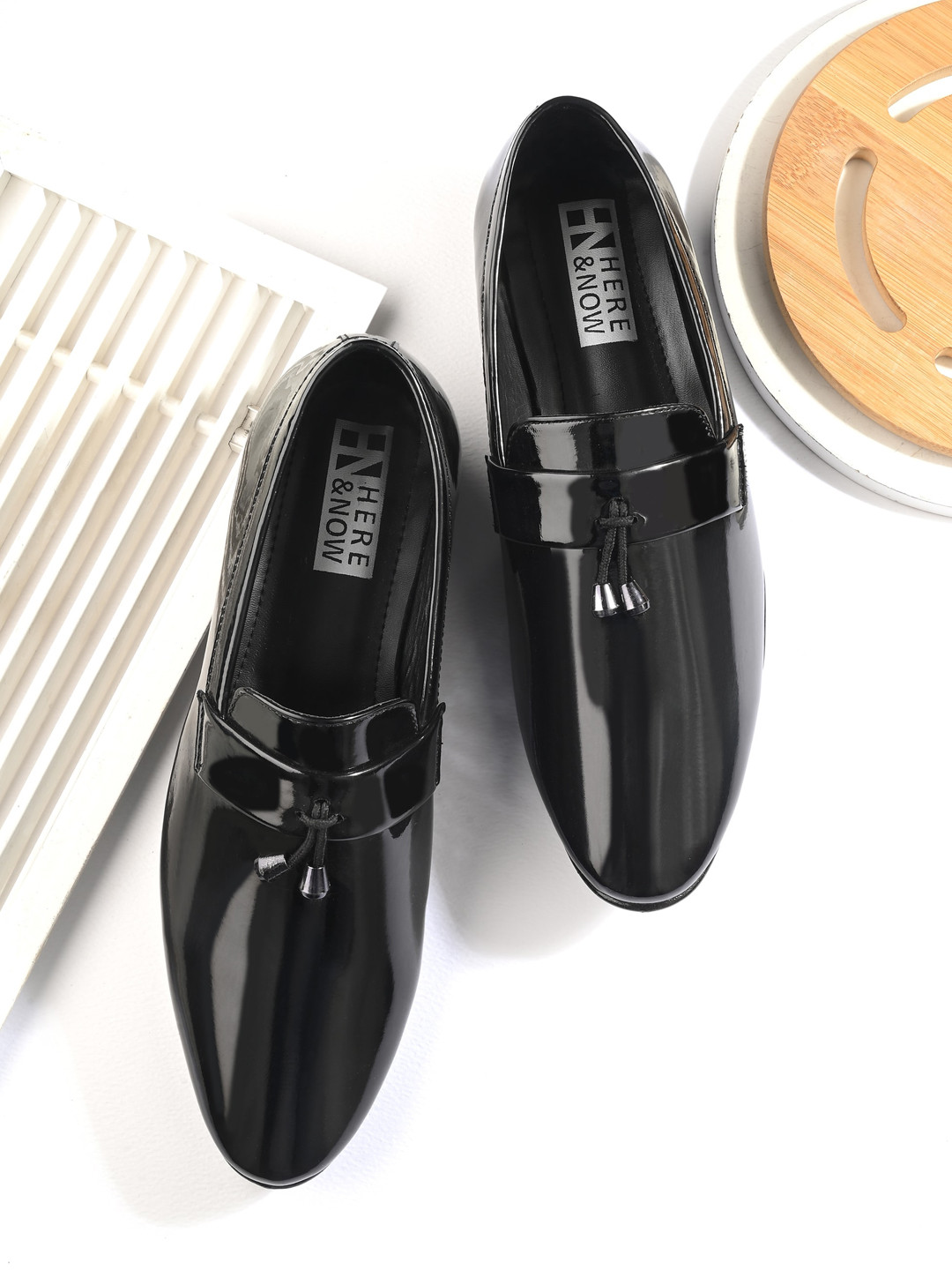 HERE&NOW Men Black Formal Tassel Loafers