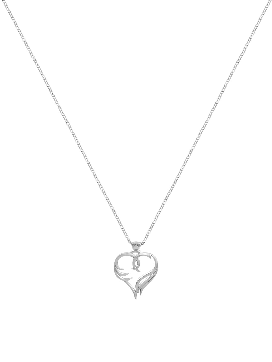 Kicky And Perky 92.5 Sterling Silver Double Swan Heart Pendant With Chain