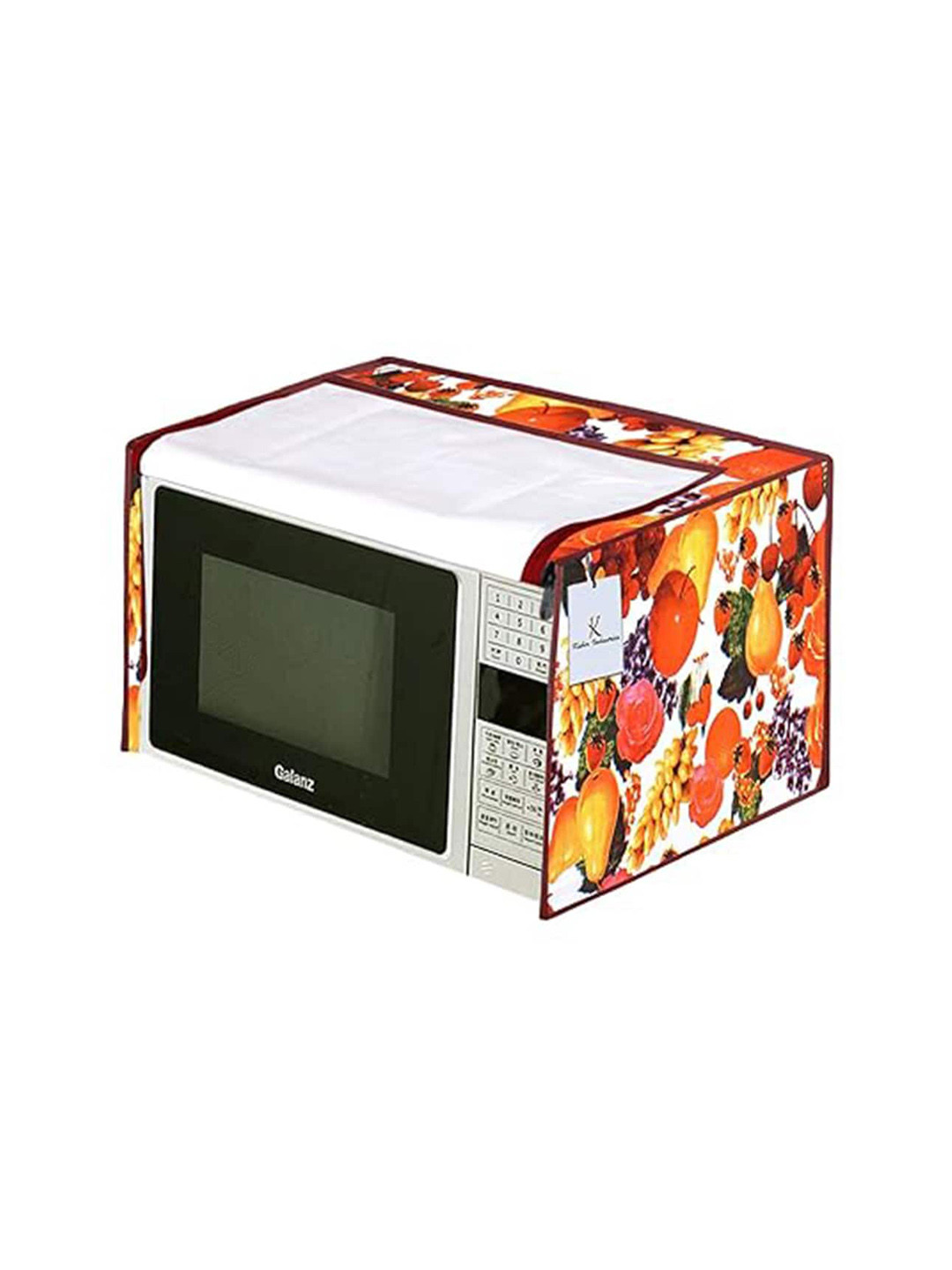 Kuber Industries White & Maroon Printed PVC Microwave Oven Full Closure Cover For 23 Litre