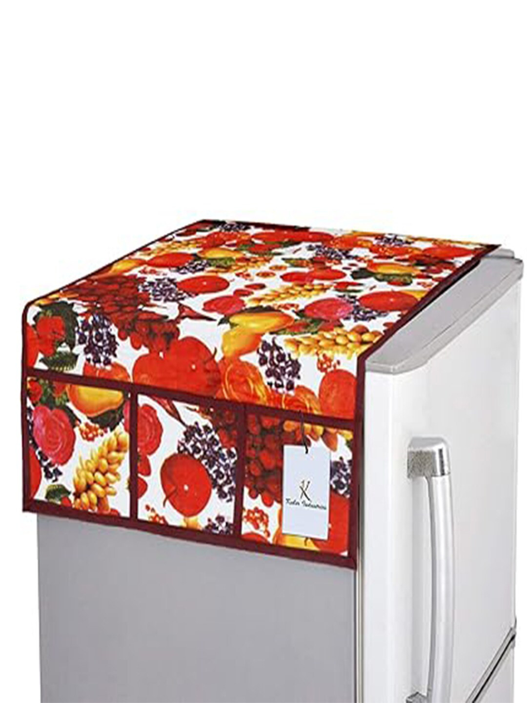 Kuber Industries Maroon Refrigerator Top Cover  With 6 Utility Pockets
