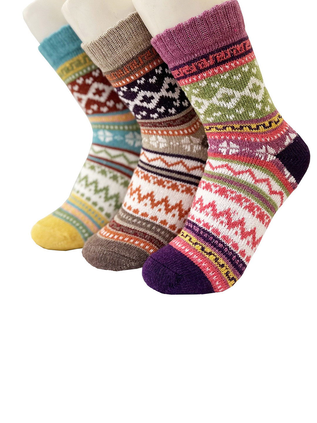 Alexvyan Women Pack of 3 Pattern Calf-Length Winter Woolen Warm Socks