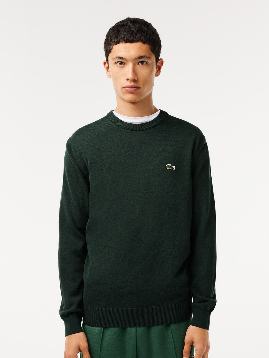 Lacoste Round Neck Cotton Pullover Sweater