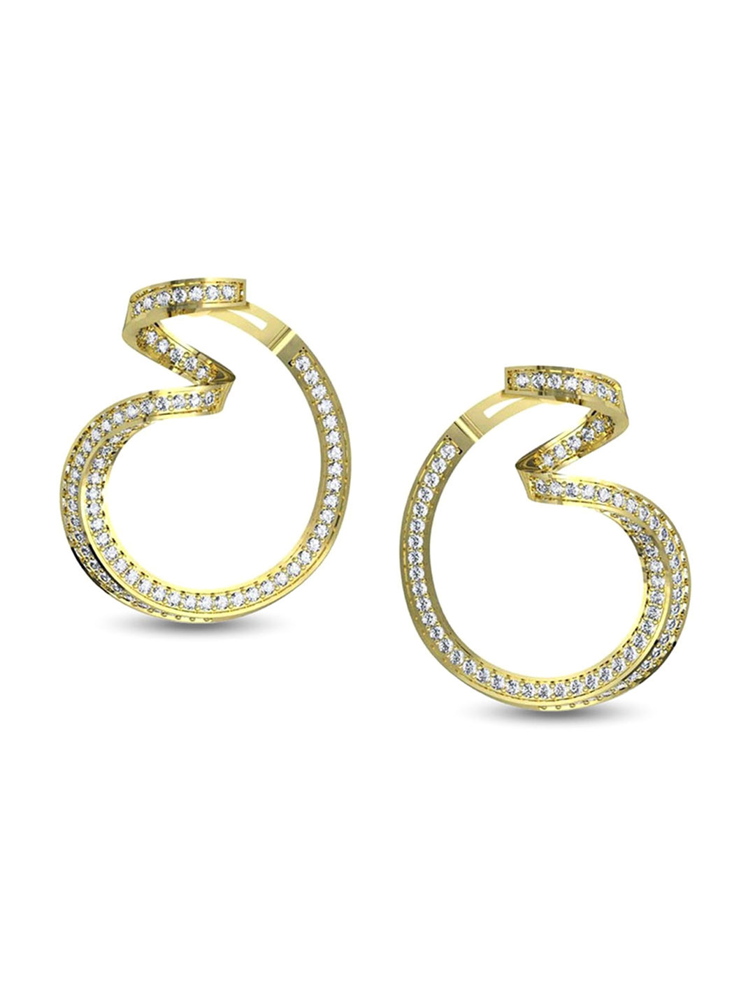 ORIONZ Gold Plated Sterling Silver Cubic Zirconia Hoop Earrings