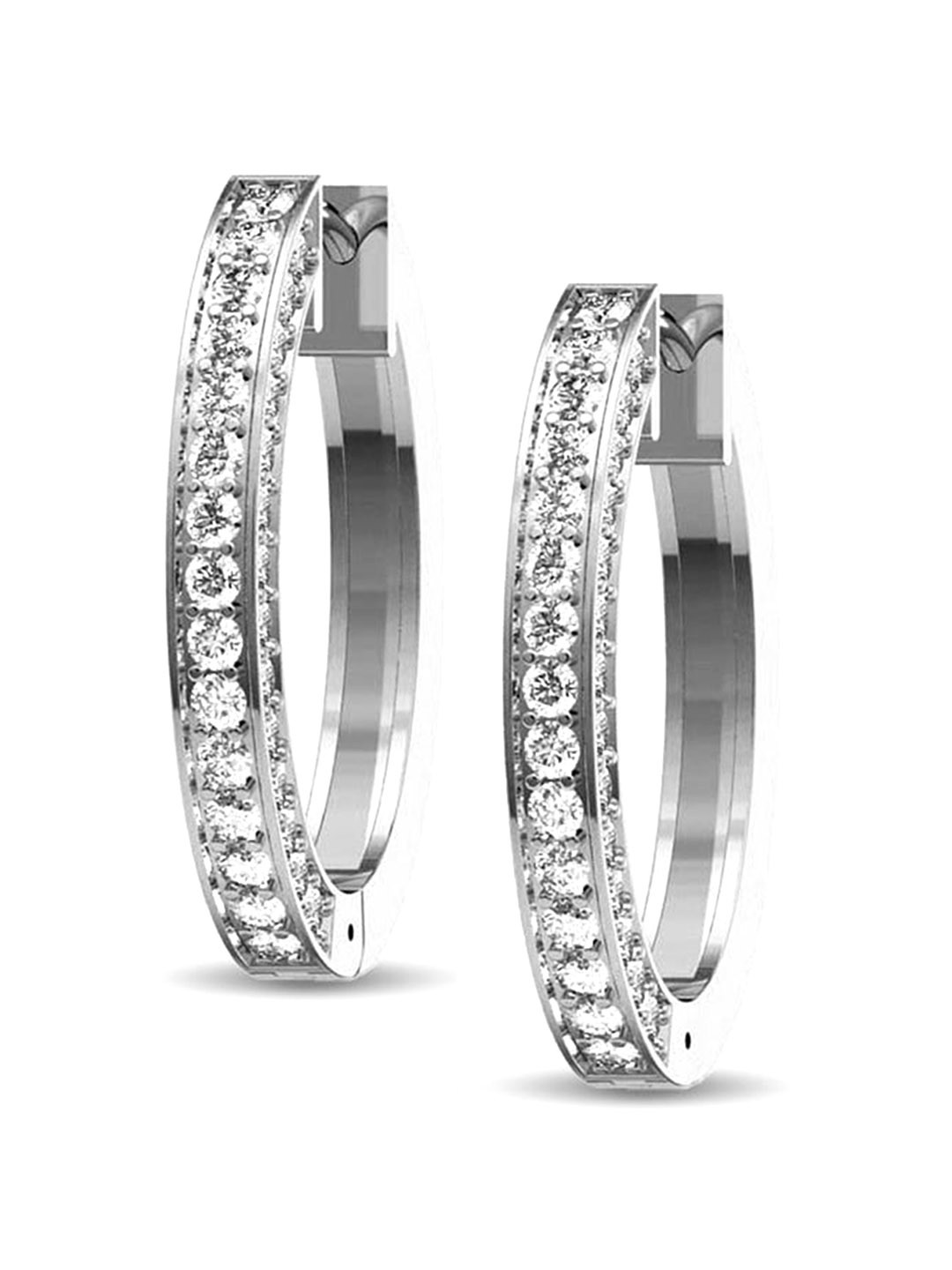 ORIONZ White Cubic Zirconia Studded Hoop Earrings